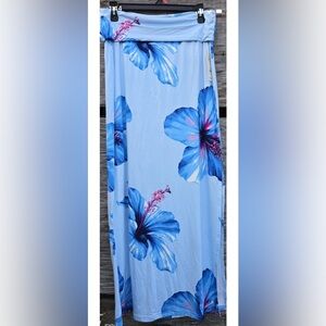 No Boundaries Women's Blue Floral Knit Maxi Skirt (8-10) NEW